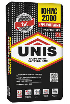 Клей плиточный Unis "2000", 25 кг / 48 шт/под
